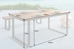 Moderner Gartentisch TAMPA LOUNGE 180cm grau natur Aluminium Outdoor Esstisch wetterfest