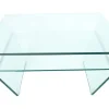 Moderner Glas Couchtisch FANTOME 70cm Trapez mit Ablage transparent