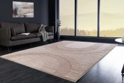 Moderner Hochflor Teppich ELLE DECORATION 235x160cm beige geometrisches Muster