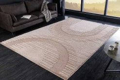 Moderner Hochflor Teppich ELLE DECORATION 235x160cm beige geometrisches Muster
