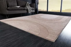 Moderner Hochflor Teppich ELLE DECORATION 235x160cm beige geometrisches Muster