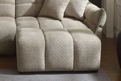 Moderner Hocker CLOUD 100cm champagner greige Bouclé Federkern Fußhocker Sitzhocker