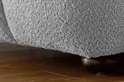 Moderner Hocker CLOUD 100cm grau Bouclé Federkern Fußhocker Sitzhocker
