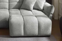 Moderner Hocker CLOUD 100cm grau Bouclé Federkern Fußhocker Sitzhocker