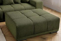 Moderner Hocker ELEGANCIA 110cm grün Cord mit Ziersteppung