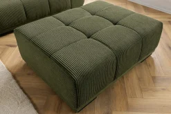 Moderner Hocker ELEGANCIA 110cm grün Cord mit Ziersteppung