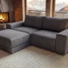 Moderner Hocker LOFT 75cm grau Vogue Velours Samt Nosagfederung Taschenfederkern