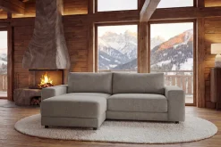 Moderner Hocker LOFT 75cm taupe Vogue Velours Samt Nosagfederung Taschenfederkern