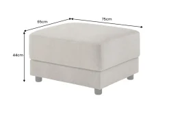 Moderner Hocker LOFT 75cm taupe Vogue Velours Samt Nosagfederung Taschenfederkern