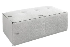 Moderner Hocker ROYAL 120cm grau Velours-Strickstoff Federkern Sitzhocker