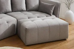 Moderner Hocker ROYAL 120cm grau Velours-Strickstoff Federkern Sitzhocker
