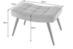 Moderner Hocker SCANDINAVIA grau Strukturstoff Metallbeine Fußhocker