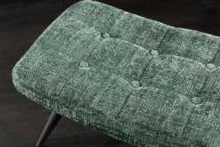 Moderner Hocker SCANDINAVIA grün Chenille Cremona Metallbeine Fußhocker