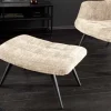 Moderner Hocker SCANDINAVIA champagner Chenille Cremona Metallbeine Fußhocker