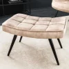 Moderner Hocker SCANDINAVIA champagner beige Samt schwarze Metallbeine Fußhocker
