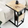 Moderner Laptoptisch CONCIERGE 60cm natur Mangoholz Beistelltisch mit Stauraum Metallgestell