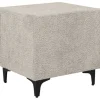 Moderner Nachttisch ART DECO 45cm greige Bouclé mit Schubladen schwarz Metall