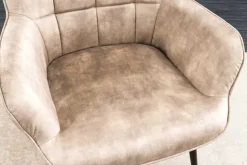 Moderner Sessel SCANDINAVIA champagner beige Samt schwarze Metallbeine mit Armlehne