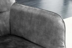 Moderner Sessel SCANDINAVIA grau Samt schwarze Metallbeine mit Armlehnen