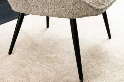 Moderner Sessel SCANDINAVIA champagner greige Bouclé mit Armlehnen