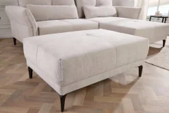 Moderner Sitzhocker DESIGNO 110cm beige Cord Metallfüße