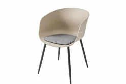 Moderner Stuhl DESIGNO greige schwarz Kunststoff Gartenstuhl mit Armlehnen Indoor Outdoor