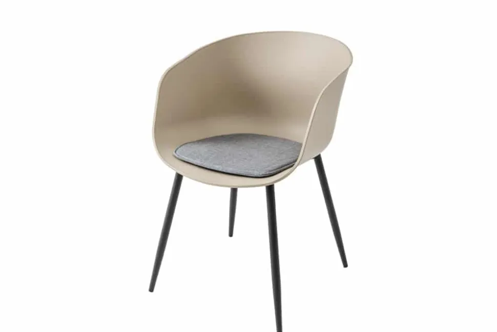 Moderner Stuhl DESIGNO greige schwarz Kunststoff Gartenstuhl mit Armlehnen Indoor Outdoor