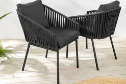 Moderner Stuhl ROPE anthrazit Metall Gartensessel inkl. Kissen In- und Outdoor