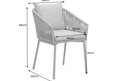 Moderner Stuhl ROPE anthrazit Metall Gartensessel inkl. Kissen In- und Outdoor