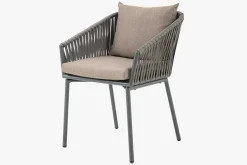 Moderner Stuhl ROPE beige anthrazit Aluminium Gartensessel inkl. Kissen In- und Outdoor