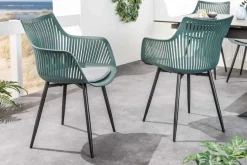 Moderner Stuhl SIGNUM salbei schwarz Kunststoff Gartenstuhl Indoor Outdoor mit Armlehnen