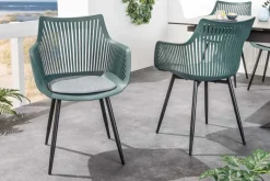 Moderner Stuhl SIGNUM salbei schwarz Kunststoff Gartenstuhl Indoor Outdoor mit Armlehnen