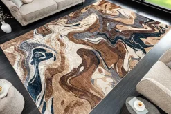 Moderner Teppich EARTH 230x160cm braun beige blau Flachgewebe Indoor