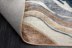 Moderner Teppich EARTH 230x160cm braun beige blau Flachgewebe Indoor