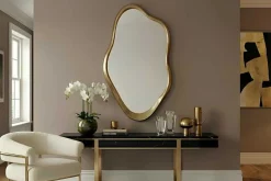 Moderner Wandspiegel EMBER 100cm gold variabel aufhängbar organische Form