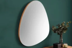 Moderner Wandspiegel NOEMI 70cm natur Eiche Massivholz handmade asymmetrisches Design