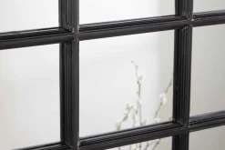Moderner Wandspiegel PARIS 120cm schwarz Fensterspiegel Rundbogen-Design