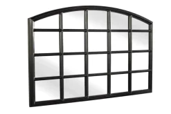 Moderner Wandspiegel PARIS 120cm schwarz Fensterspiegel Rundbogen-Design
