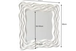 Moderner Wandspiegel WAVE 90cm greige abstraktes Wellen-Design quadratisch