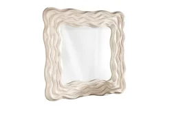 Moderner Wandspiegel WAVE 90cm greige abstraktes Wellen-Design quadratisch