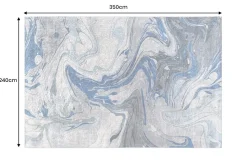 Moderner XXL Teppich ART RUGS 350x240cm grau blau weiß Flachgewebe Indoor