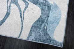 Moderner XXL Teppich ART RUGS 350x240cm grau blau weiß Flachgewebe Indoor
