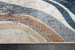 Moderner XXL Teppich EARTH 350x235cm braun beige blau Flachgewebe Indoor-Teppich