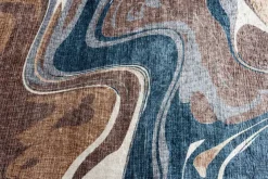 Moderner XXL Teppich EARTH 350x235cm braun beige blau Flachgewebe Indoor-Teppich