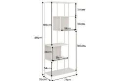 Modernes Bücherregal SLIM LINE 185cm champagner beige Metallgestell sechs Regalböden