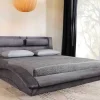 Modernes Bett SWING 180x200cm grau Vogue Velours Samt mit Stauraum und Lattenrost