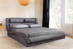 Modernes Bett SWING 180x200cm grau Vogue Velours Samt mit Stauraum und Lattenrost
