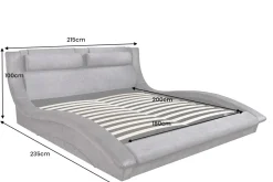 Modernes Bett SWING 180x200cm grau Vogue Velours Samt mit Stauraum und Lattenrost