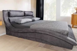 Modernes Bett SWING 180x200cm grau Vogue Velours Samt mit Stauraum und Lattenrost