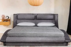 Modernes Bett SWING 180x200cm grau Vogue Velours Samt mit Stauraum und Lattenrost